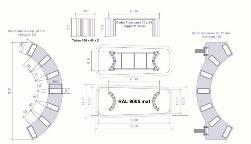 Plan exécution pied de table